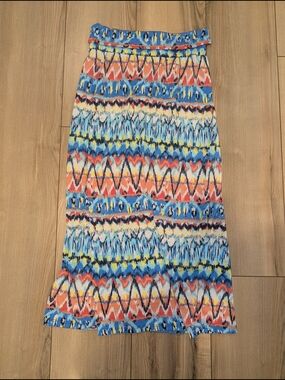 Cato Blue Multicolor Printed Maxi Skirt